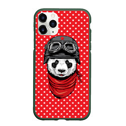 Чехол iPhone 11 Pro матовый Панда пилот, цвет: 3D-темно-зеленый