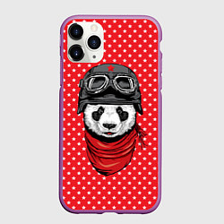 Чехол iPhone 11 Pro матовый Панда пилот, цвет: 3D-фиолетовый
