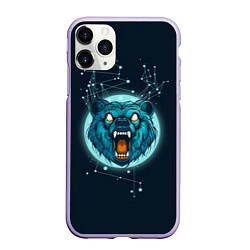 Чехол iPhone 11 Pro матовый Космический медведь, цвет: 3D-светло-сиреневый