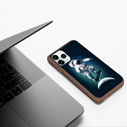 Чехол iPhone 11 Pro матовый Космический скейтбординг, цвет: 3D-коричневый — фото 2
