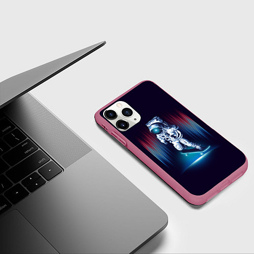 Чехол iPhone 11 Pro матовый Космический скейтбордист / 3D-Малиновый – фото 3