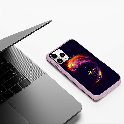 Чехол iPhone 11 Pro матовый Космический серфинг / 3D-Розовый – фото 3