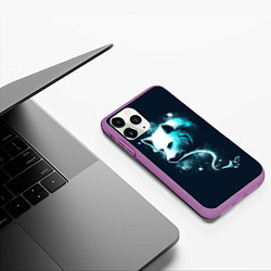 Чехол iPhone 11 Pro матовый Галактический волк, цвет: 3D-фиолетовый — фото 2