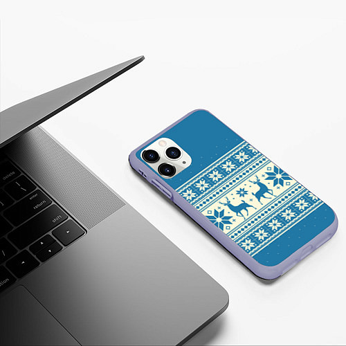 Чехол iPhone 11 Pro матовый Новогодний свитер / 3D-Светло-сиреневый – фото 3