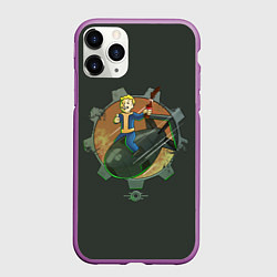Чехол iPhone 11 Pro матовый Flying Vault Boy, цвет: 3D-фиолетовый