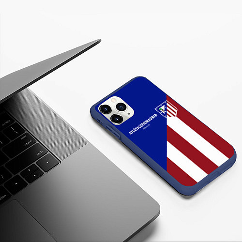 Чехол iPhone 11 Pro матовый FC Atletico Madrid / 3D-Тёмно-синий – фото 3