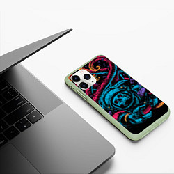 Чехол iPhone 11 Pro матовый Космический осьминог, цвет: 3D-салатовый — фото 2
