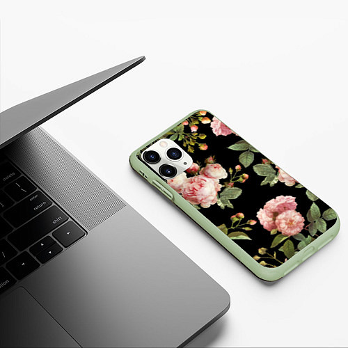 Чехол iPhone 11 Pro матовый TOP Roses / 3D-Салатовый – фото 3