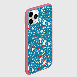 Чехол iPhone 11 Pro матовый Счастливые деды Морозы, цвет: 3D-малиновый — фото 2