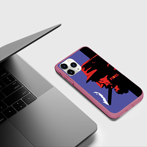 Чехол iPhone 11 Pro матовый Fidel / 3D-Малиновый – фото 3