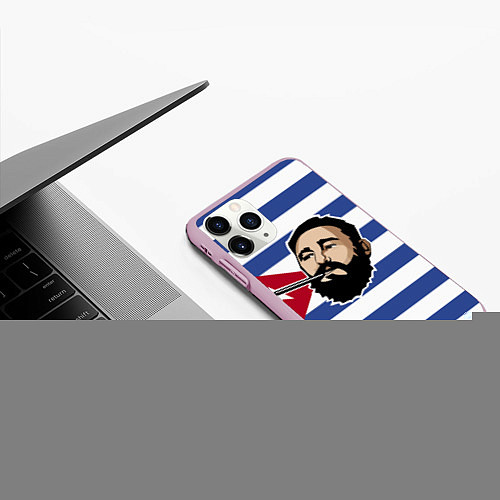 Чехол iPhone 11 Pro матовый Fidel Castro / 3D-Розовый – фото 3