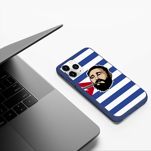 Чехол iPhone 11 Pro матовый Fidel Castro / 3D-Тёмно-синий – фото 3