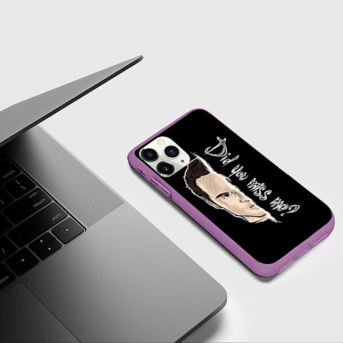 Чехол iPhone 11 Pro матовый Did you miss me? / 3D-Фиолетовый – фото 3