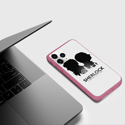 Чехол iPhone 11 Pro матовый Sherlock Edition / 3D-Малиновый – фото 3