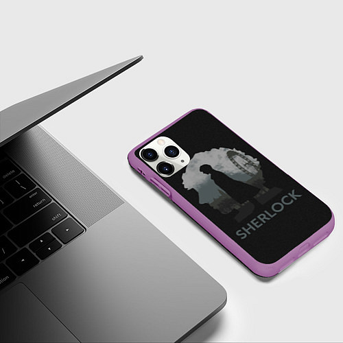 Чехол iPhone 11 Pro матовый Sherlock World / 3D-Фиолетовый – фото 3