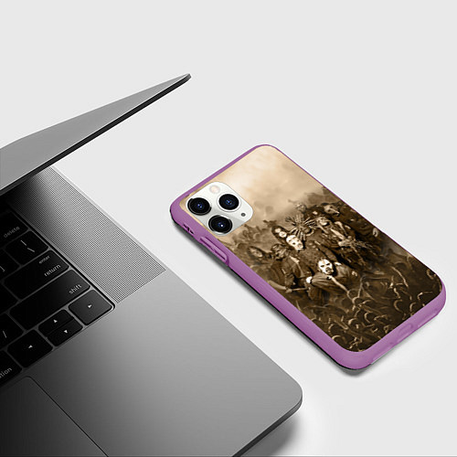 Чехол iPhone 11 Pro матовый Slipknot Sepia / 3D-Фиолетовый – фото 3