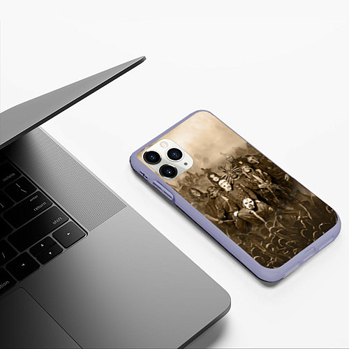 Чехол iPhone 11 Pro матовый Slipknot Sepia / 3D-Светло-сиреневый – фото 3