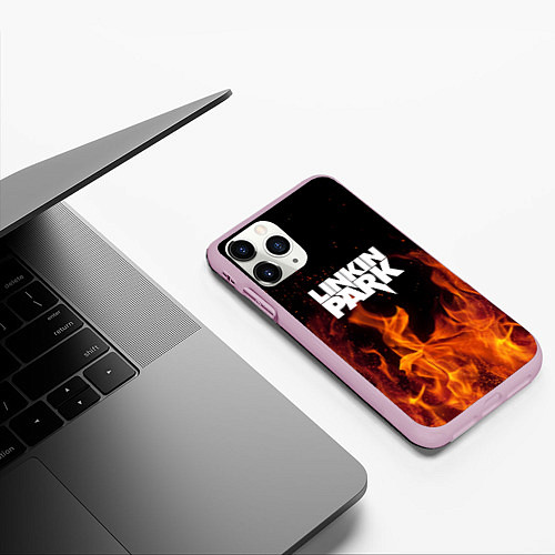 Чехол iPhone 11 Pro матовый Linkin Park: Hell Flame / 3D-Розовый – фото 3