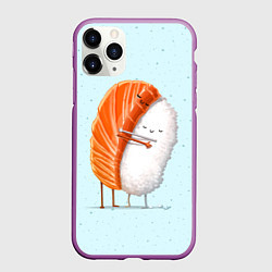 Чехол iPhone 11 Pro матовый Суши друзья, цвет: 3D-фиолетовый