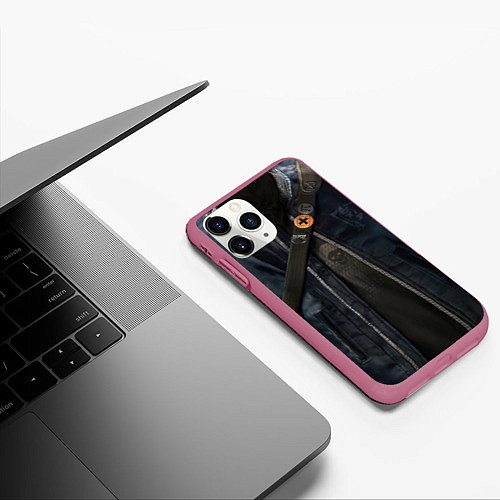 Чехол iPhone 11 Pro матовый Watch Dogs 2 / 3D-Малиновый – фото 3