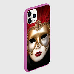 Чехол iPhone 11 Pro матовый Венецианская маска, цвет: 3D-фиолетовый — фото 2