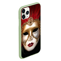 Чехол iPhone 11 Pro матовый Венецианская маска, цвет: 3D-салатовый — фото 2
