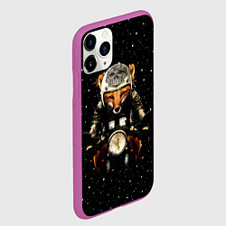 Чехол iPhone 11 Pro матовый Лис байкер, цвет: 3D-фиолетовый — фото 2