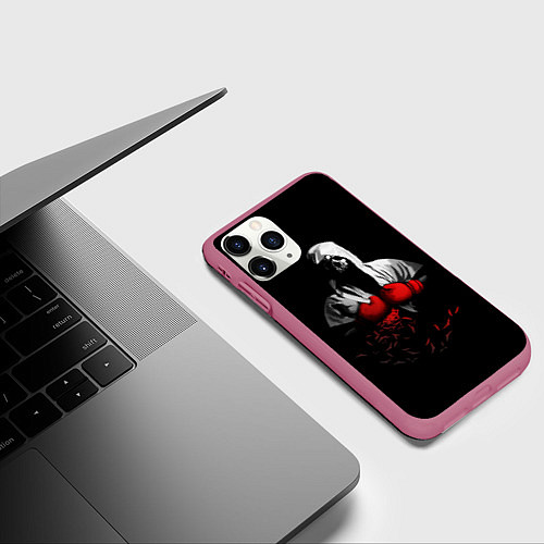 Чехол iPhone 11 Pro матовый Мертвый боксер / 3D-Малиновый – фото 3