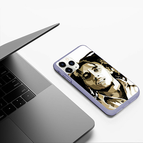 Чехол iPhone 11 Pro матовый Bob Marley: Mono / 3D-Светло-сиреневый – фото 3
