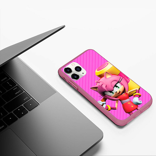 Чехол iPhone 11 Pro матовый Amy Rose / 3D-Малиновый – фото 3