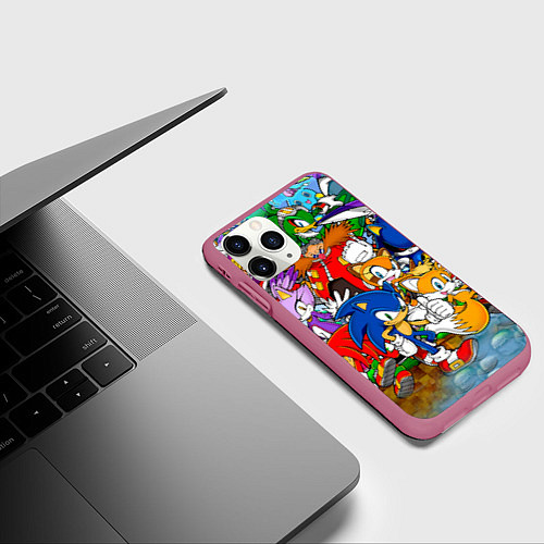 Чехол iPhone 11 Pro матовый Sonic Stories / 3D-Малиновый – фото 3