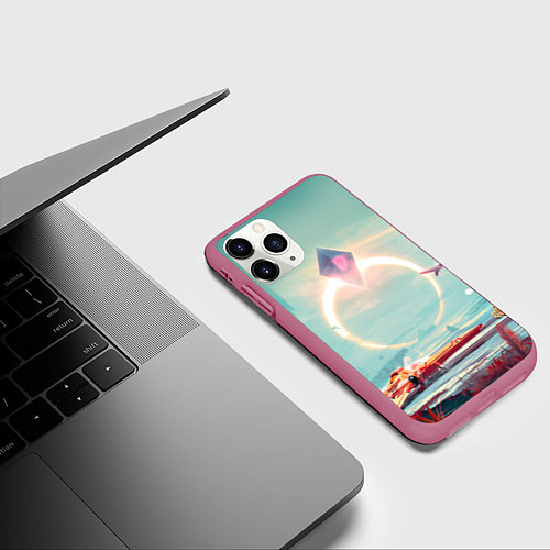 Чехол iPhone 11 Pro матовый No Mans Sky / 3D-Малиновый – фото 3