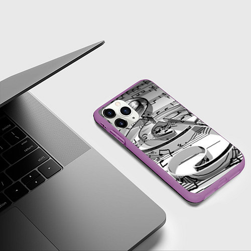 Чехол iPhone 11 Pro матовый Скрипичный ключ / 3D-Фиолетовый – фото 3