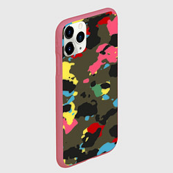 Чехол iPhone 11 Pro матовый Цветной камуфляж, цвет: 3D-малиновый — фото 2