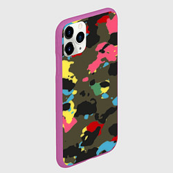 Чехол iPhone 11 Pro матовый Цветной камуфляж, цвет: 3D-фиолетовый — фото 2