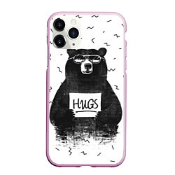 Чехол iPhone 11 Pro матовый Bear Hugs, цвет: 3D-розовый
