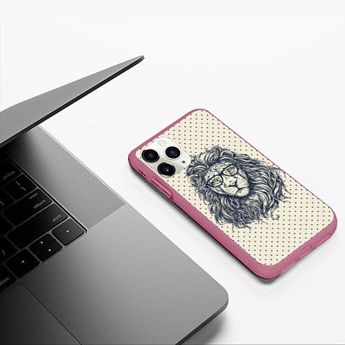 Чехол iPhone 11 Pro матовый SWAG Lion / 3D-Малиновый – фото 3