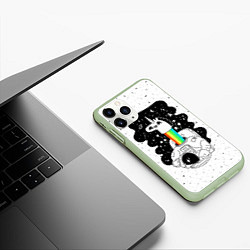 Чехол iPhone 11 Pro матовый Единорог астронавт, цвет: 3D-салатовый — фото 2