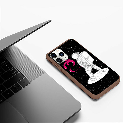 Чехол iPhone 11 Pro матовый Космическая струя / 3D-Коричневый – фото 3