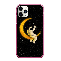 Чехол iPhone 11 Pro матовый Лунный наездник, цвет: 3D-малиновый