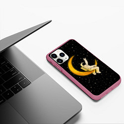 Чехол iPhone 11 Pro матовый Лунный наездник, цвет: 3D-малиновый — фото 2