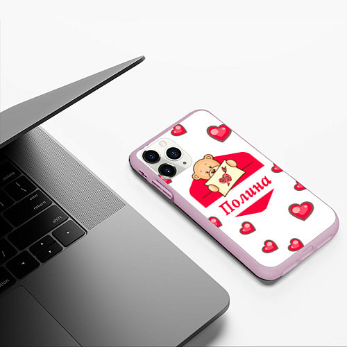 Чехол iPhone 11 Pro матовый Влюбленная Полина / 3D-Розовый – фото 3