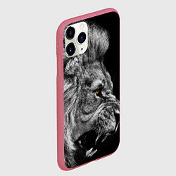 Чехол iPhone 11 Pro матовый Оскал льва, цвет: 3D-малиновый — фото 2