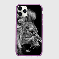 Чехол iPhone 11 Pro матовый Оскал льва, цвет: 3D-фиолетовый