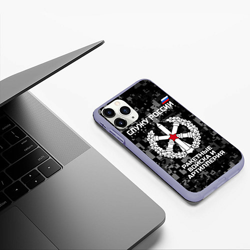 Чехол iPhone 11 Pro матовый Служу России: РВиА / 3D-Светло-сиреневый – фото 3