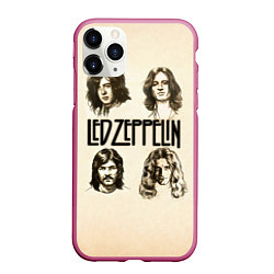 Чехол iPhone 11 Pro матовый Led Zeppelin Guys, цвет: 3D-малиновый