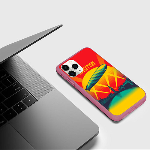 Чехол iPhone 11 Pro матовый Led Zeppelin: Hindenburg / 3D-Малиновый – фото 3