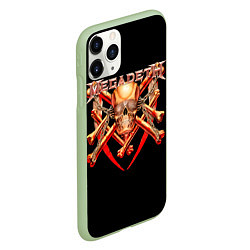 Чехол iPhone 11 Pro матовый Megadeth: Gold Skull, цвет: 3D-салатовый — фото 2
