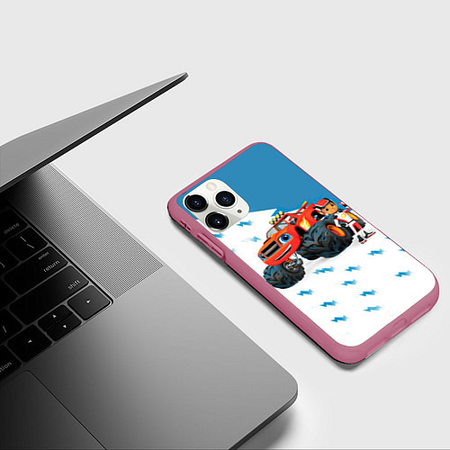 Чехол iPhone 11 Pro матовый Вспыш и чудо-машинки / 3D-Малиновый – фото 3
