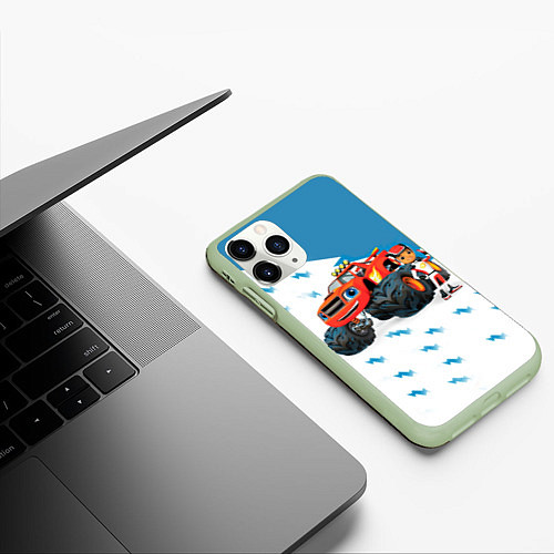 Чехол iPhone 11 Pro матовый Вспыш и чудо-машинки / 3D-Салатовый – фото 3
